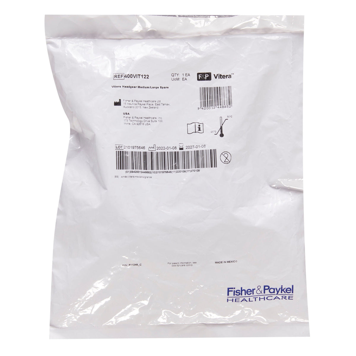 CPAP Mask Component CPAP Headgear F&P Vitera Full Face Style Adult