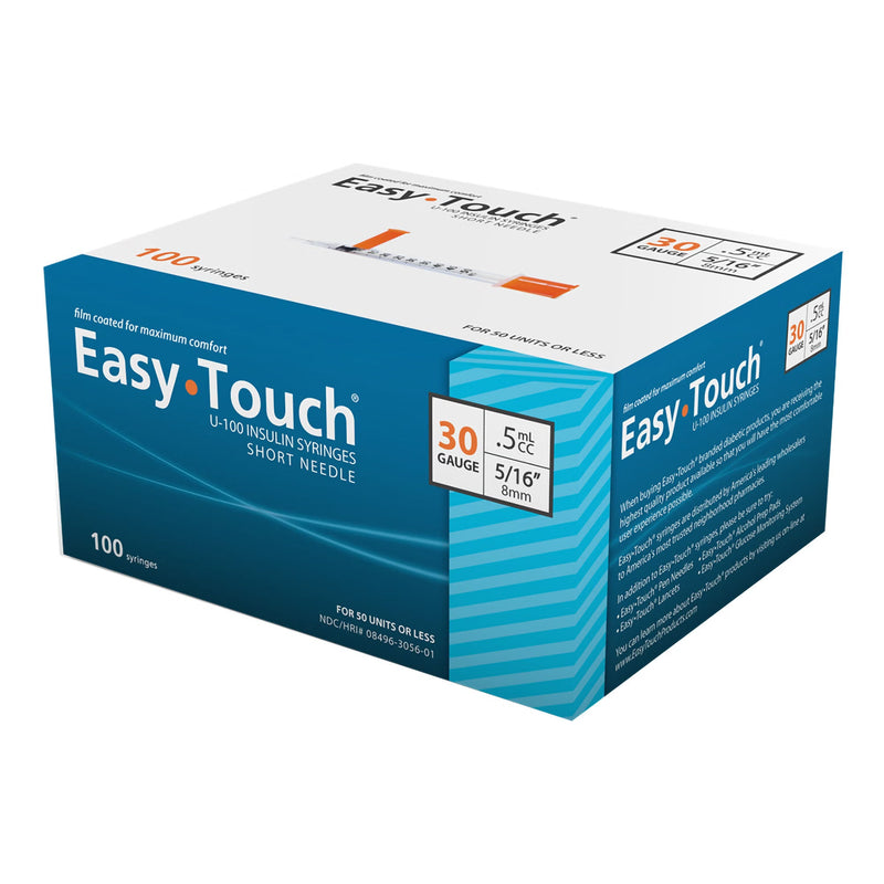 Standard Insulin Syringe with Needle EasyTouch 0.5 mL 5/16 Inch 30 Gauge NonSafety Thin Wall 