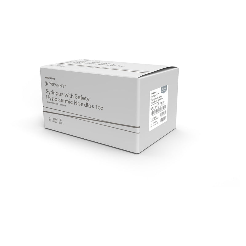 Safety Tuberculin Syringe with Needle McKesson Prevent 1 mL 5/8 Inch 25 Gauge Hinged Safety Needle Ultra Thin Wall (Case of 400)