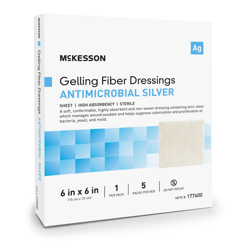 Silver Gelling Fiber Dressing McKesson 6 X 6 Inch Square Sterile (Case of 50)