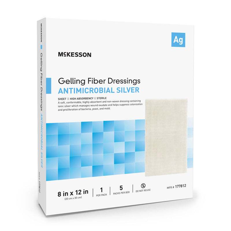 Silver Gelling Fiber Dressing McKesson 8 X 12 Inch Rectangle Sterile (Case of 50)