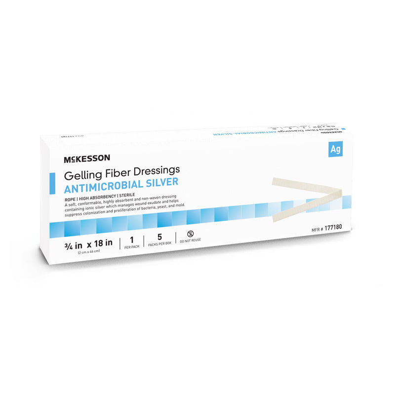 Silver Gelling Fiber Dressing McKesson 3/4 X 18 Inch Rope Sterile (Case)