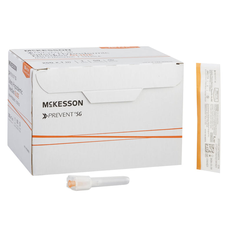 Safety Hypodermic Needle McKesson Prevent SG 1 Inch Length 25 Gauge Thin Wall Sliding Safety Needle (Case)