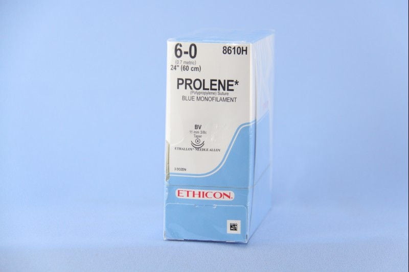 Nonabsorbable Suture with Needle Prolene Polypropylene BV 3/8 Circle Taper Point Needle Size 6-0 Monofilament (Box of 36)