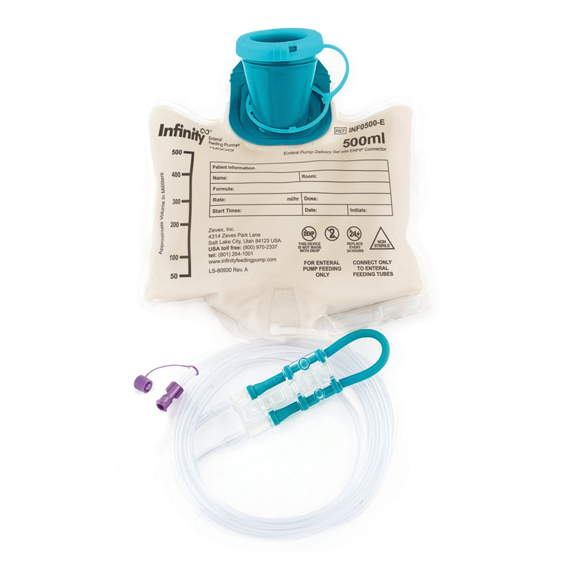 Enteral Feeding Pump Bag Set with ENFit Connector Infinity 500 mL Silicone NonSterile 