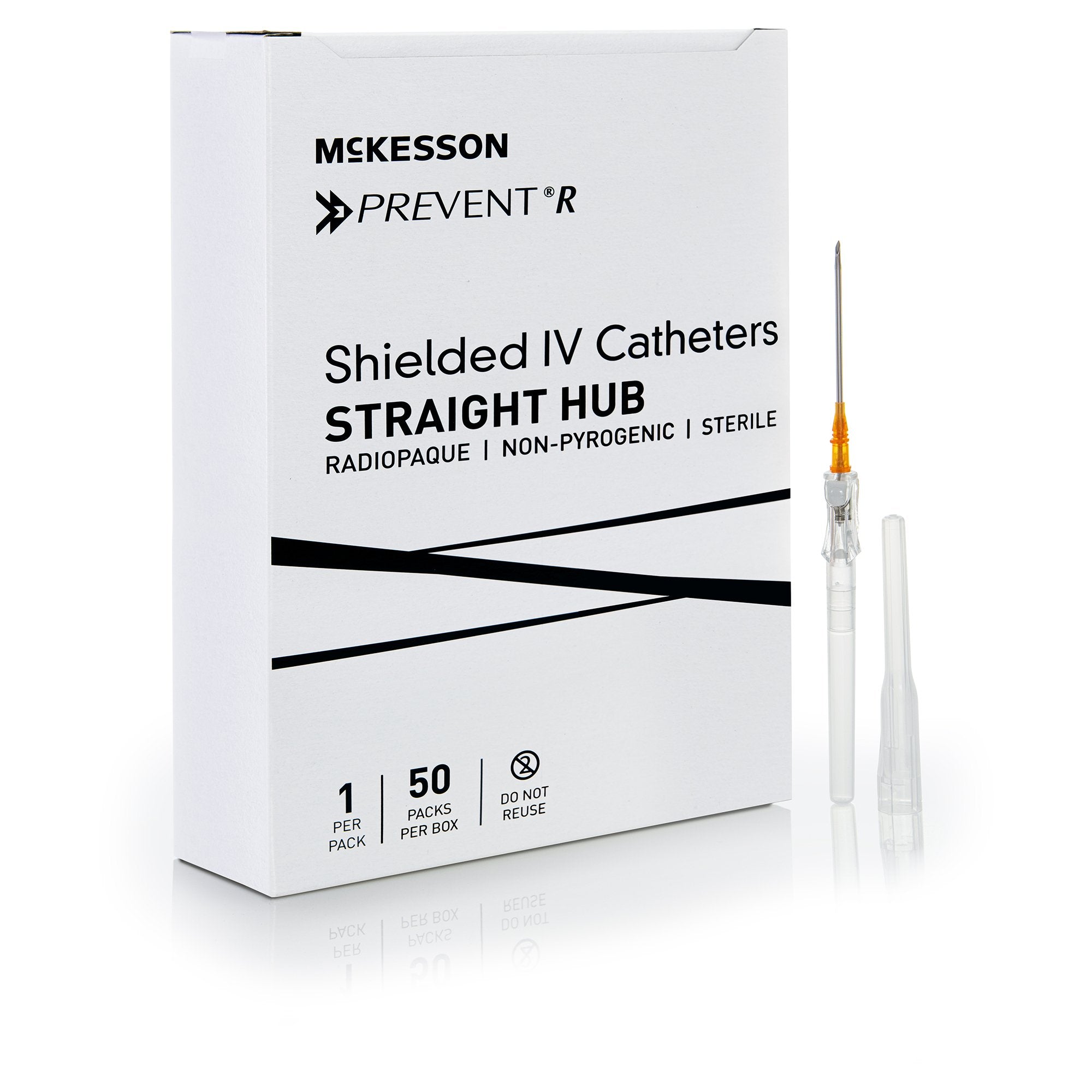 Peripheral IV Catheter McKesson Prevent R 14 Gauge 1-3/4 Inch Straight Hub Non Blood Control Push Button Safety 