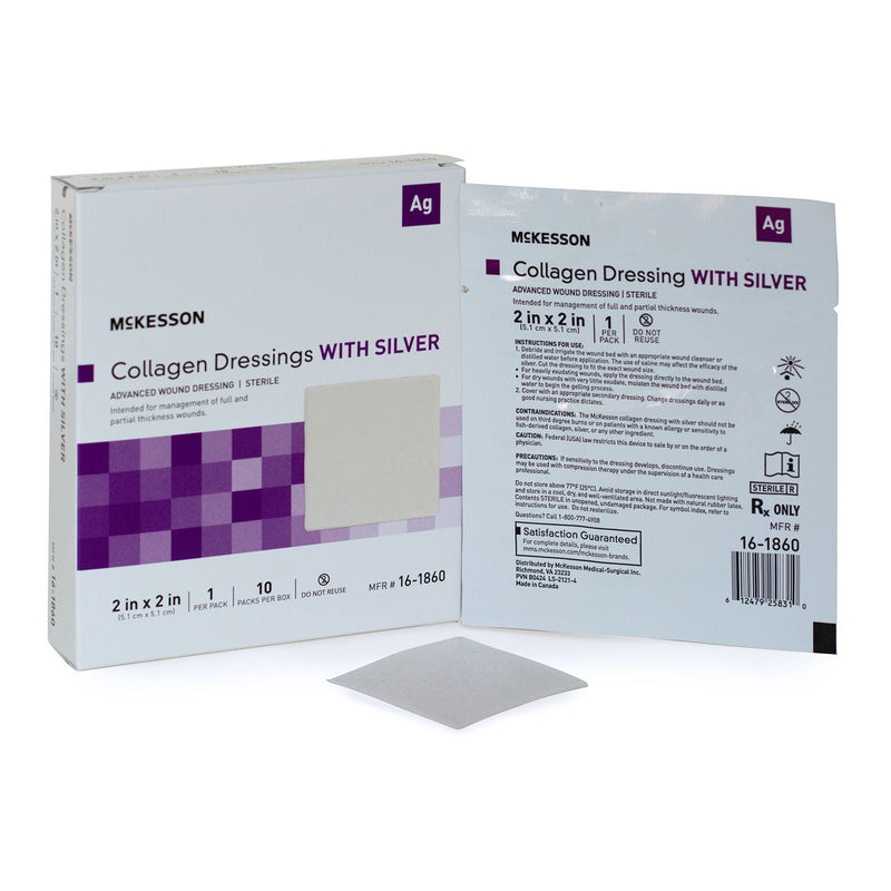Silver Collagen Dressing McKesson 2 X 2 Inch Square Sterile (Case of 100)