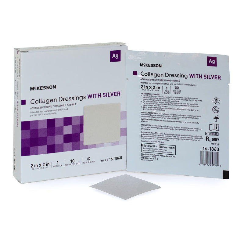 Silver Collagen Dressing McKesson 2 X 2 Inch Square Sterile (Case of 100)