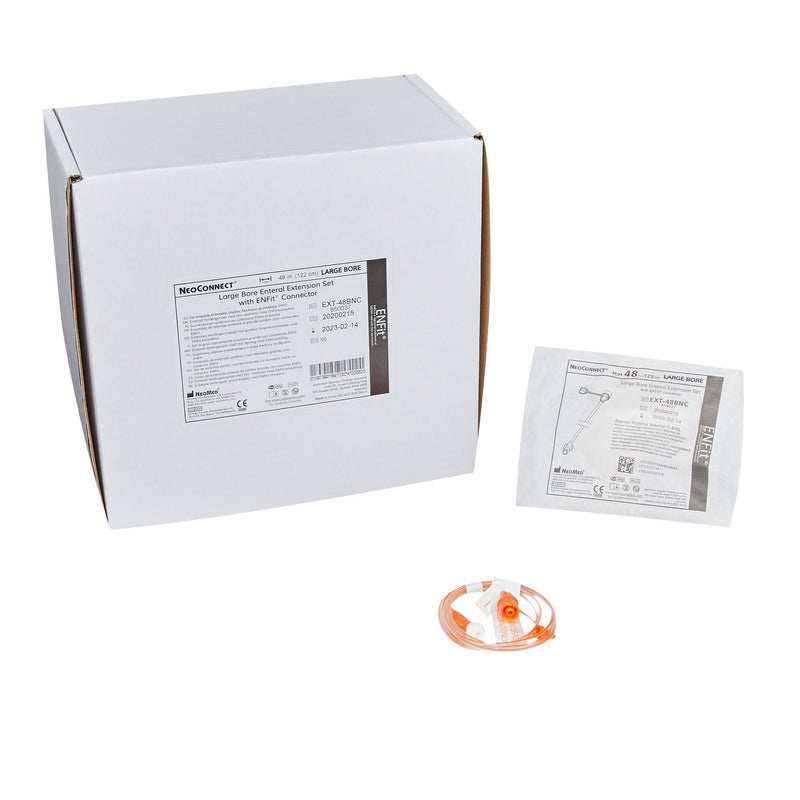 Large Bore ENFit Extension Set NeoConnect Orange, Sterile, PVC Tubing For Nasogastric / Orogastric Enteral Feeding Tubes (Pack of 50)