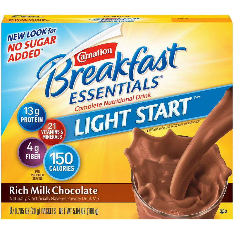 Carnation Breakfast Essentials Light Start Chocolate Nutritional Drink Mix (Case of 64)