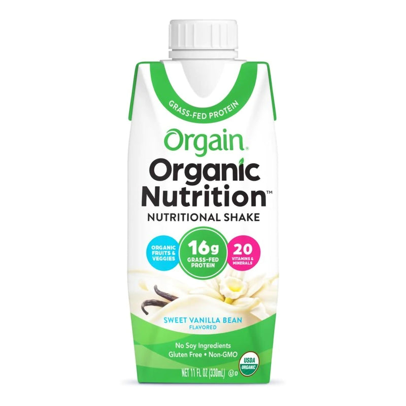 Oral Supplement Orgain Organic Nutritional Shake Sweet Vanilla Bean Flavor Liquid 11 oz. Carton 