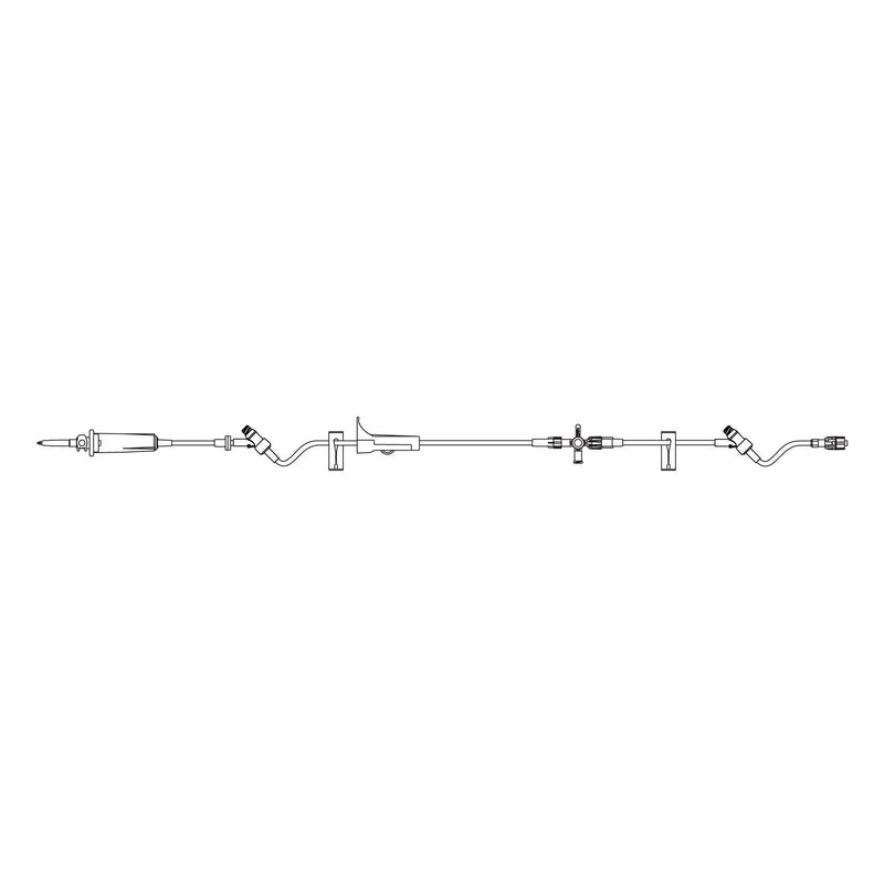 Primary IV Administration Set SafeDay Gravity 2 Ports 15 Drops / mL Drip Rate Without Filter 125 Inch Tubing Solution Without Flow Regulator (Case of 50)