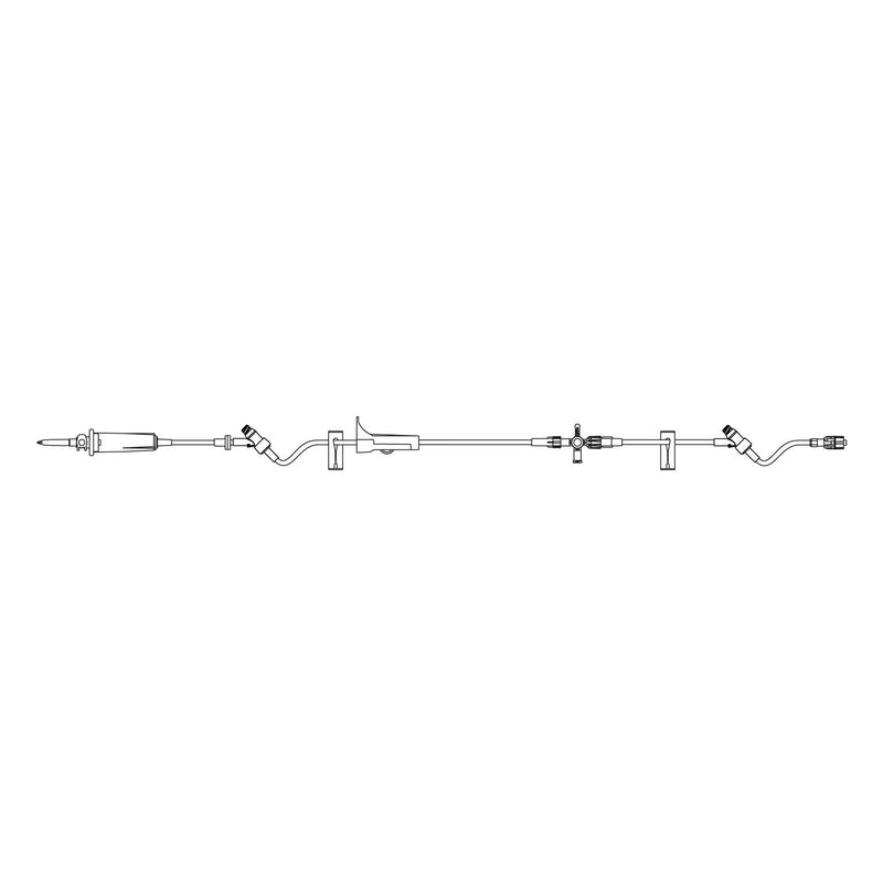 Primary IV Administration Set SafeDay Gravity 2 Ports 15 Drops / mL Drip Rate Without Filter 125 Inch Tubing Solution Without Flow Regulator 