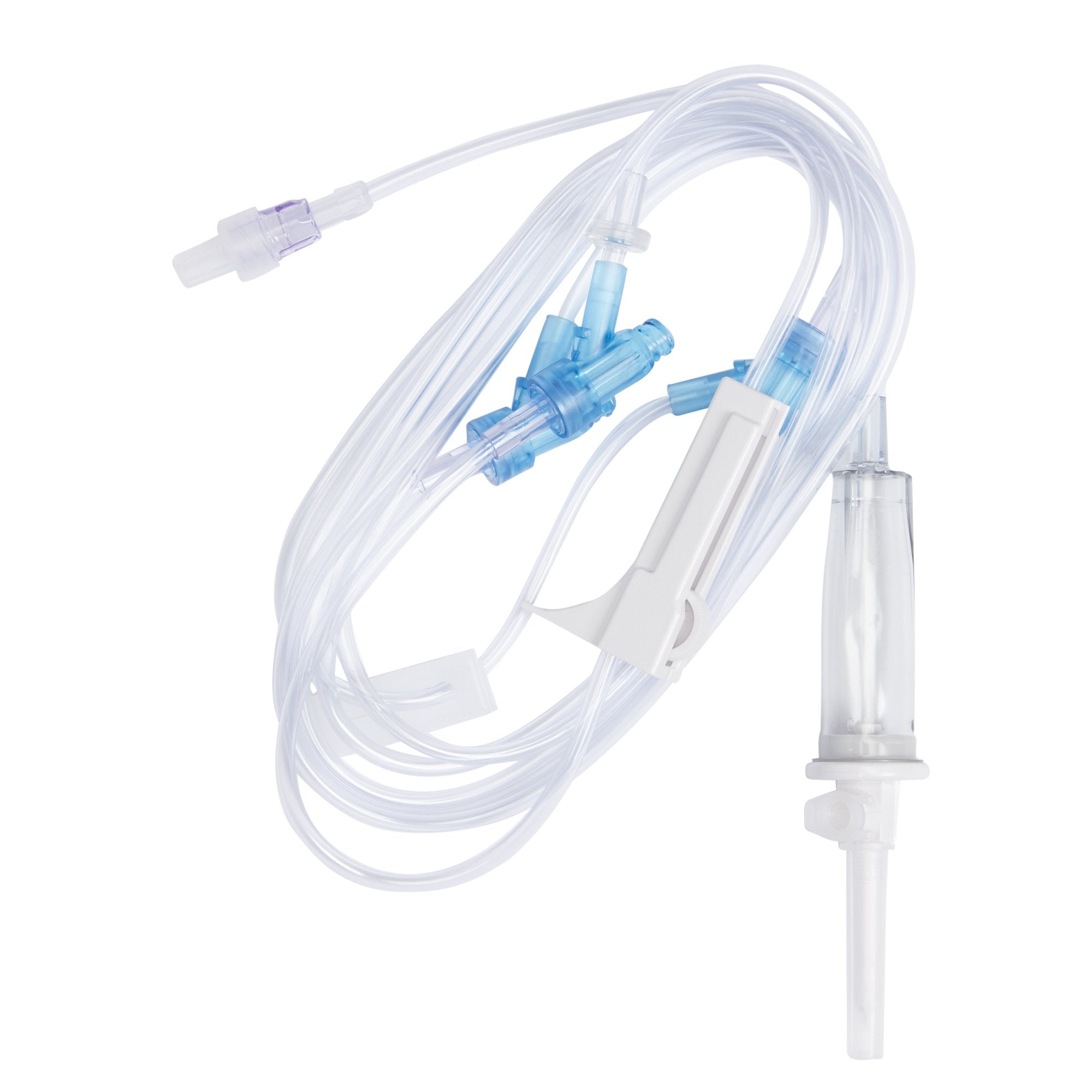 Primary IV Administration Set SafeDay Gravity 3 Ports 15 Drops / mL Drip Rate Without Filter 112 Inch Tubing Solution 