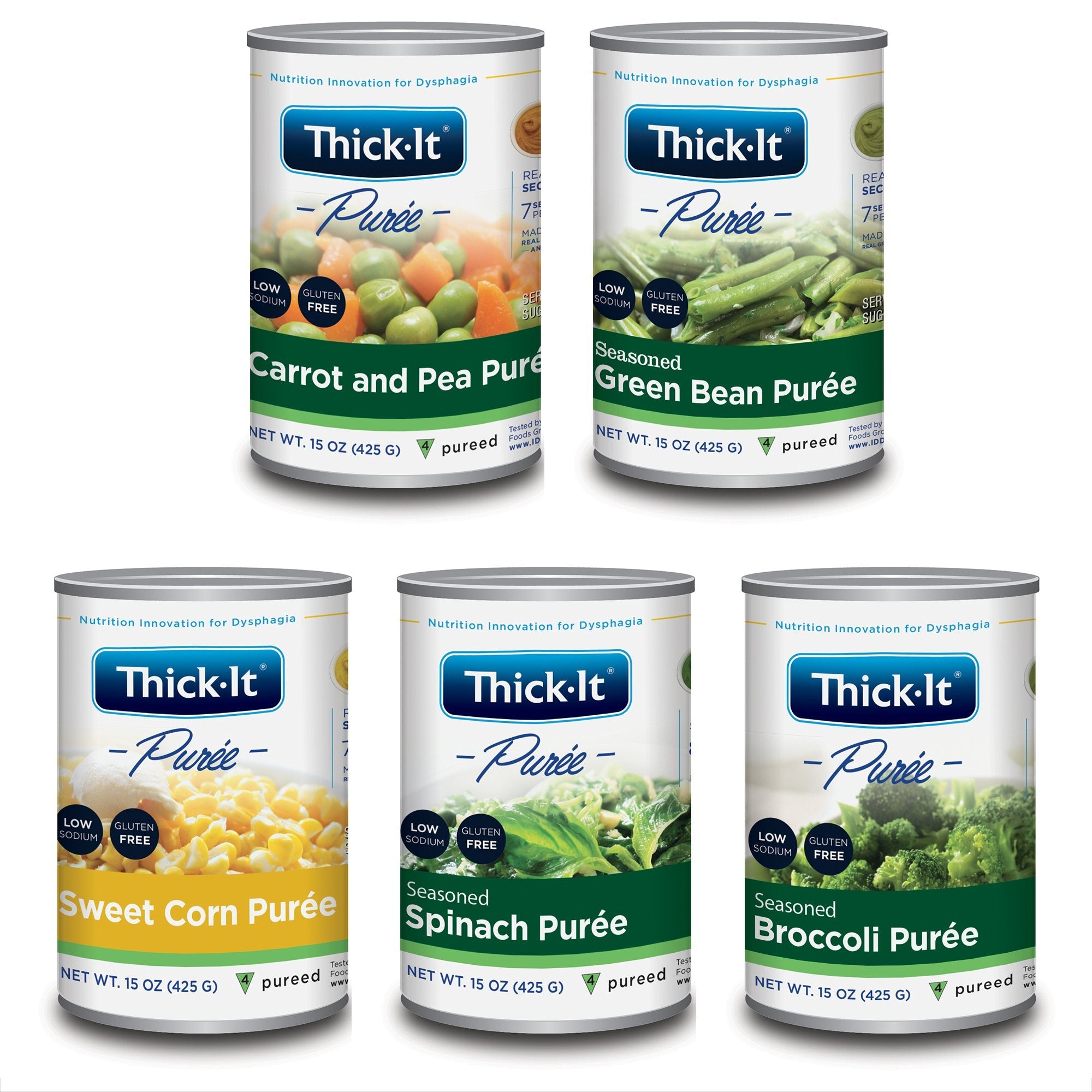 Thickened Food Thick-It 15 oz. Can Carrot and Pea / Sweet Corn / Seasoned Green Bean / Broccoli Flavor Puree IDDSI Level 4 Extremely Thick/Pureed 