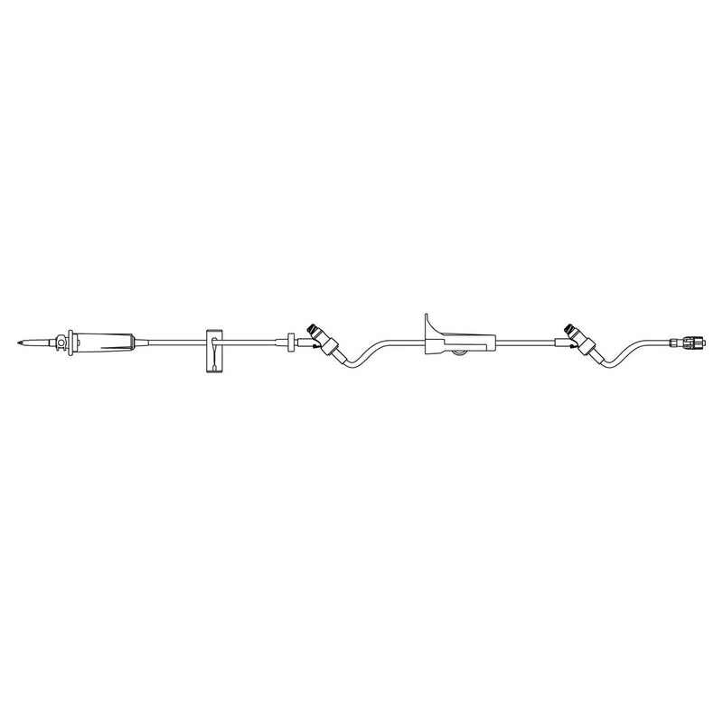 Primary IV Administration Set SafeDay Gravity 2 Ports 15 Drops / mL Drip Rate Without Filter 106 Inch Tubing Solution Without Flow Regulator 