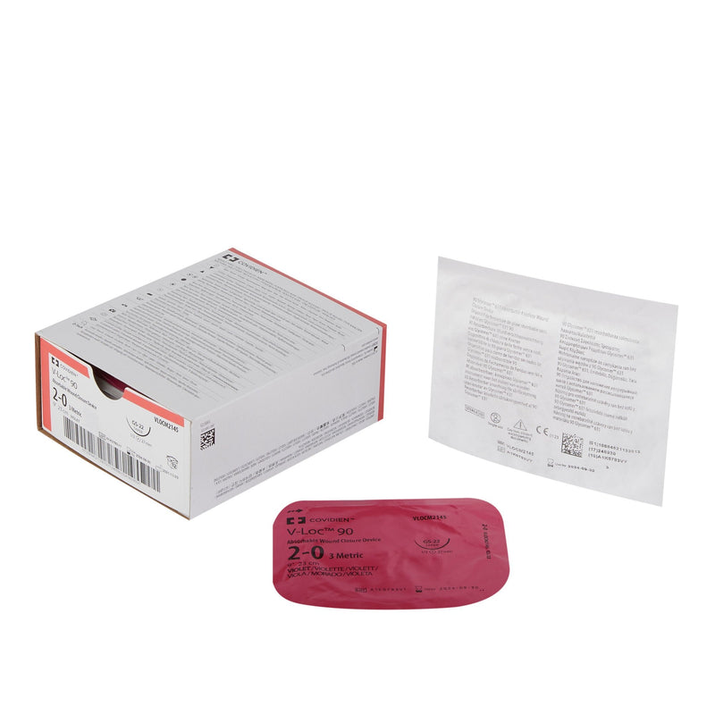 Absorbable Suture with Needle V-Loc 90 Wound Closure Device Polyester CT-2 1/2 Circle Taper Point Needle Size 2-0 Barbed Monofilament 