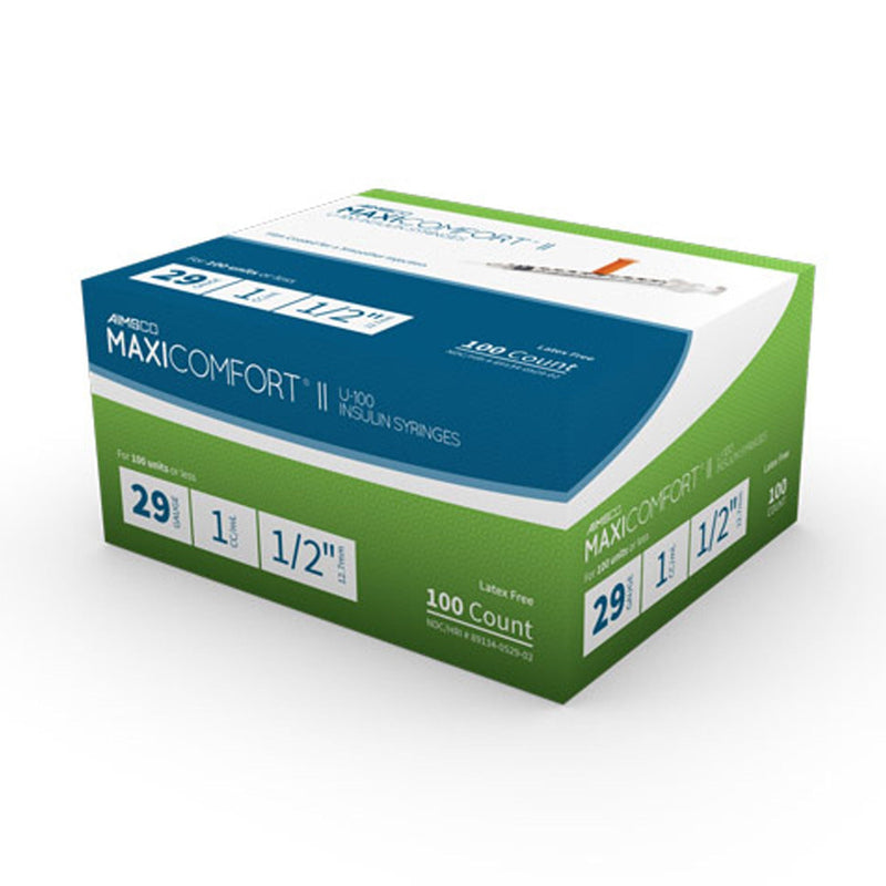 Standard Insulin Syringe with Needle AIMSCO 1 mL 1/2 Inch 29 Gauge NonSafety Ultra Thin Wall 