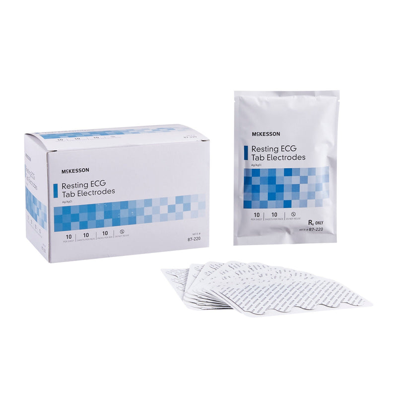 ECG Resting Electrode McKesson Tab Connector Conductive Adhesive Gel Adult Non-Radiolucent 10 per Pack (Case of 4 Boxes)