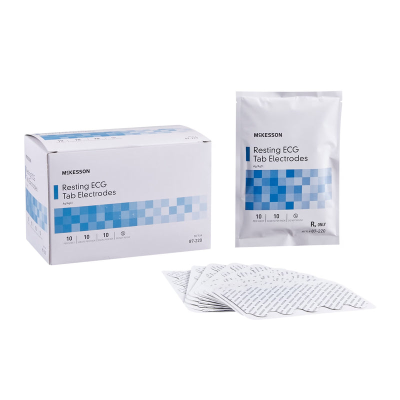 ECG Resting Electrode McKesson Tab Connector Conductive Adhesive Gel Adult Non-Radiolucent 10 per Pack (Case of 4 Boxes)