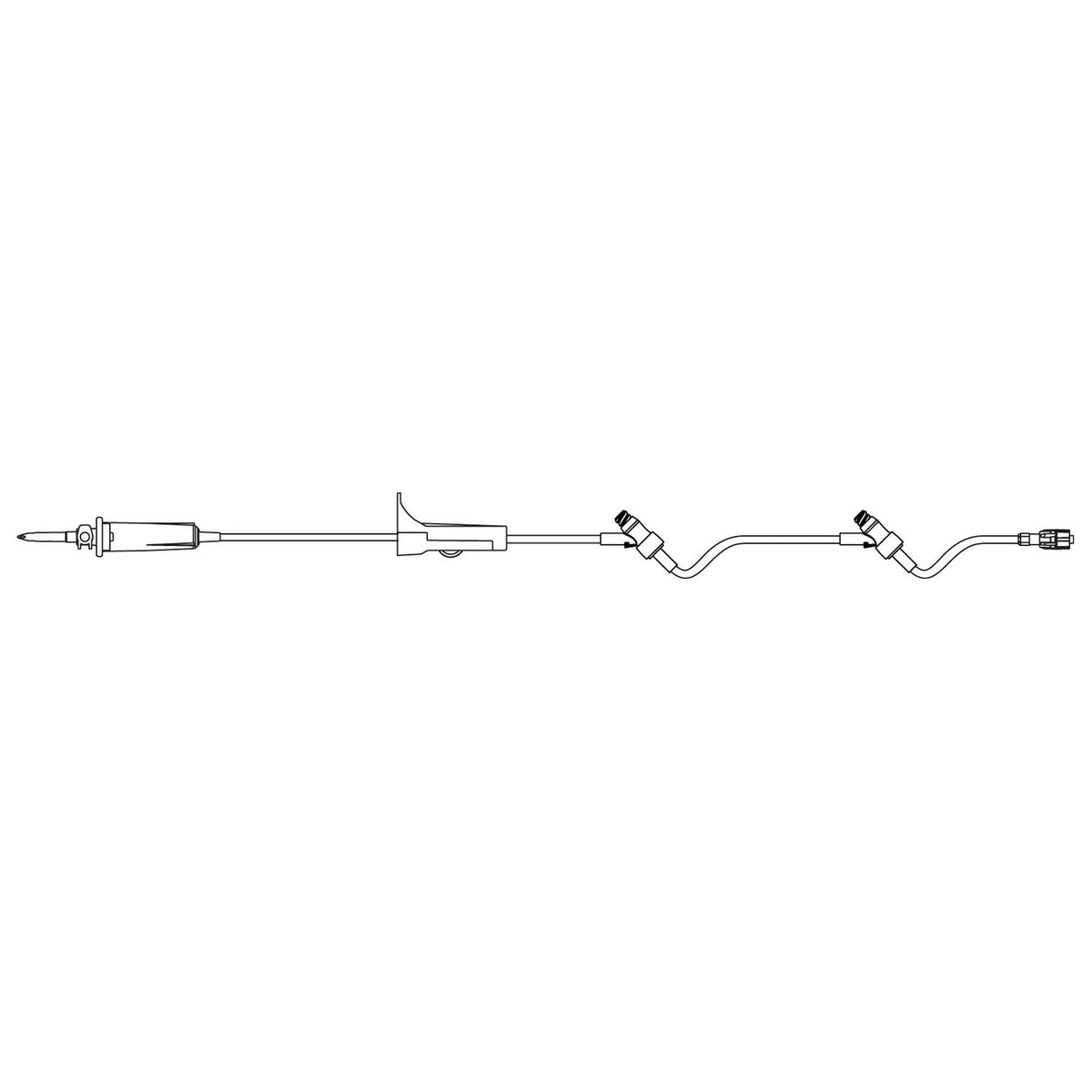 Primary IV Administration Set SafeDay Gravity 2 Ports 15 Drops / mL Drip Rate Without Filter 126 Inch Tubing Solution Without Flow Regulator (Case of 50)