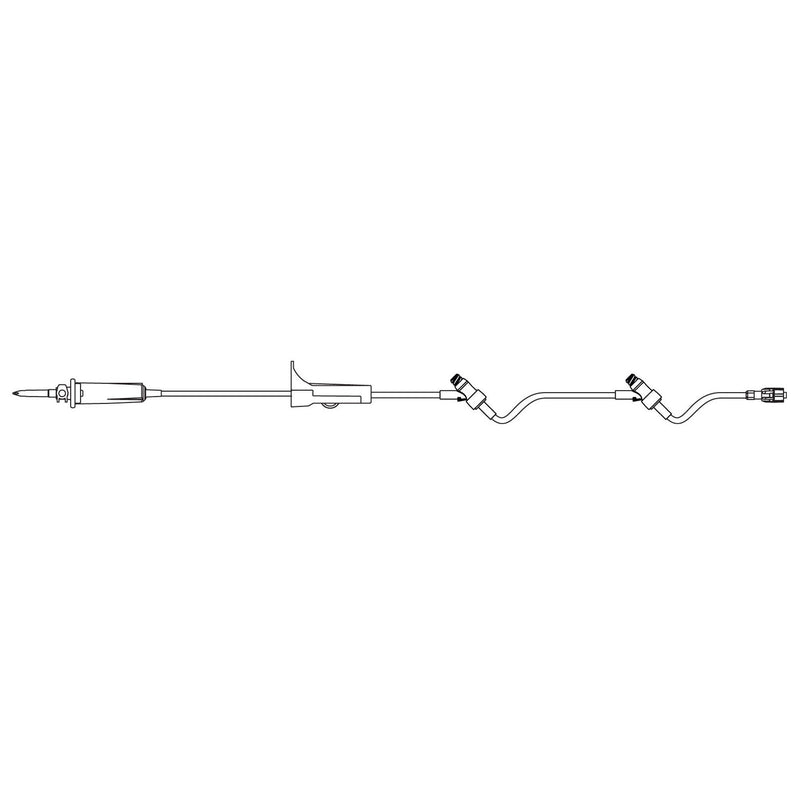 Primary IV Administration Set SafeDay Gravity 2 Ports 15 Drops / mL Drip Rate Without Filter 126 Inch Tubing Solution Without Flow Regulator (Case of 50)