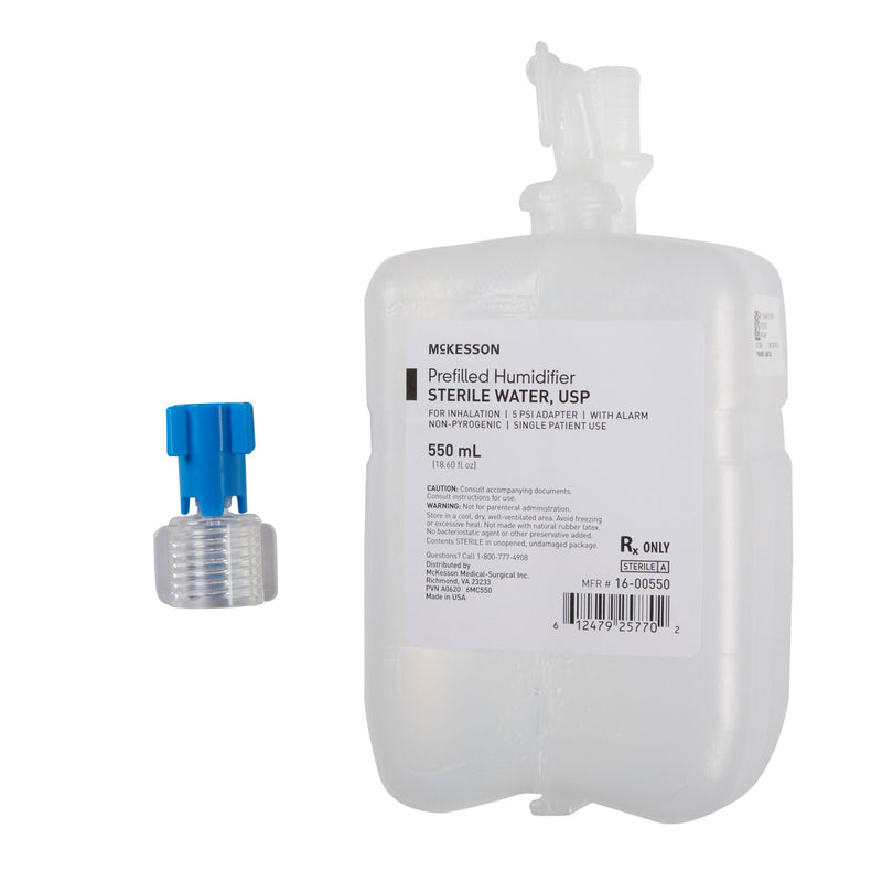Humidifier Bottle with Adapter McKesson 550 mL Sterile Water Adult / Pediatric (Case of 12)