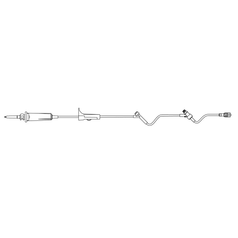 Primary IV Administration Set SafeDay Gravity 2 Ports 15 Drops / mL Drip Rate Without Filter 88 Inch Tubing Solution Without Flow Regulator (Case of 50)