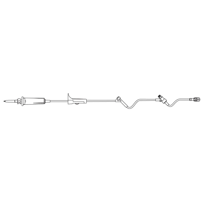 Primary IV Administration Set SafeDay Gravity 2 Ports 15 Drops / mL Drip Rate Without Filter 88 Inch Tubing Solution Without Flow Regulator (Case of 50)