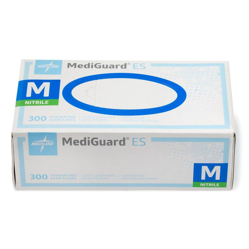 Medline Exam Glove MediGuard ES Medium 300 per Box NonSterile Nitrile Standard Cuff Length Textured Fingertips Blue Not Rated (MG3002 / CS) 