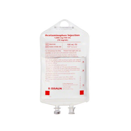 B. Braun Acetaminophen 1000 mg / 100 mL IV Solution Flexible Bag 100 mL (24/Case) 
