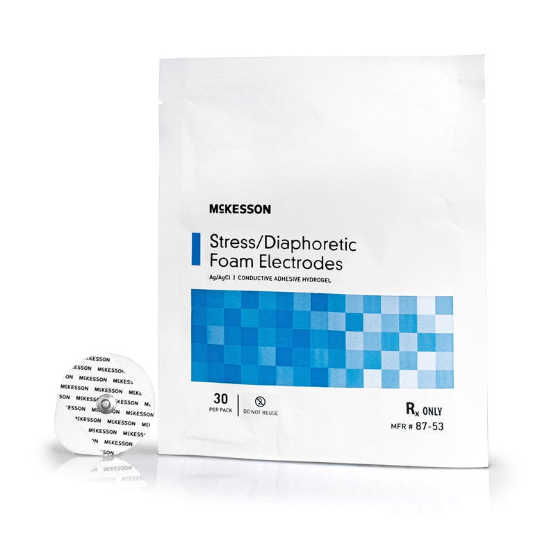 ECG Stress Electrode McKesson Snap Connector Conductive Adhesive Gel Foam Backing Adult Non-Radiolucent 30 per Pack 