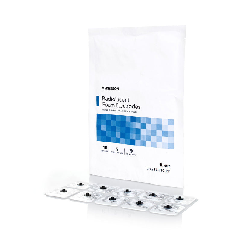 ECG Monitoring Electrode McKesson Snap Connector Conductive Adhesive Gel Foam Backing Adult Radiolucent 5 per Pack (Case of 40 Packs)