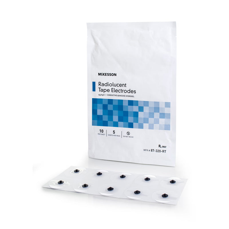 ECG Monitoring Electrode McKesson Snap Connector Conductive Adhesive Gel Tape Backing Adult Radiolucent 5 per Pack (Case of 40 Packs)