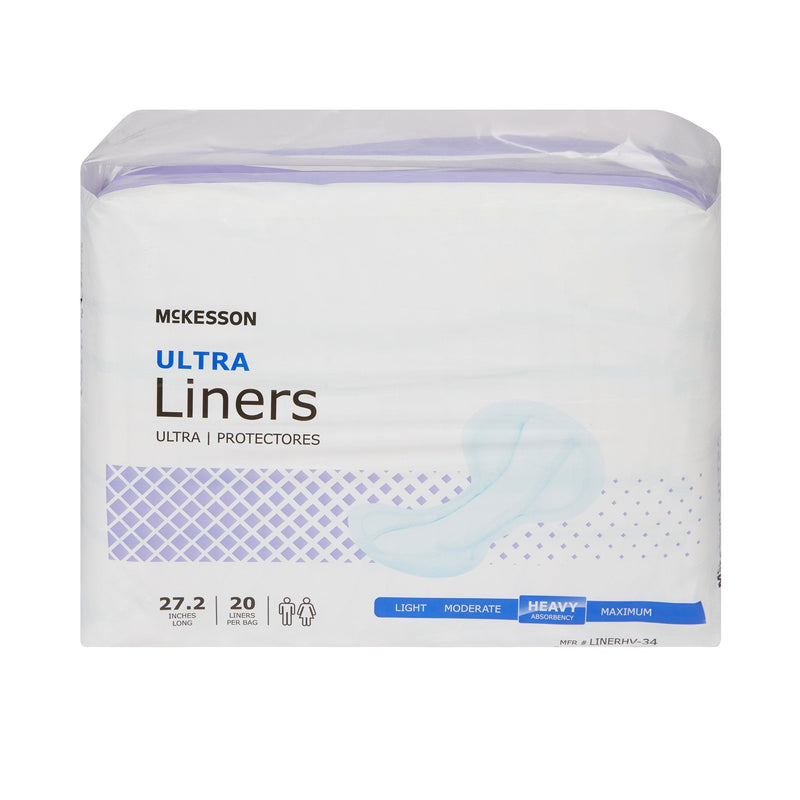 Incontinence Liner McKesson Ultra 27-1/5 Inch Length Heavy Absorbency Polymer Core One Size Fits Most 