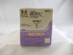 Absorbable Suture with Needle Coated Vicryl Polyglactin 910 BV130-5 3/8 Circle Taper Point Needle Size 8-0 Braided 