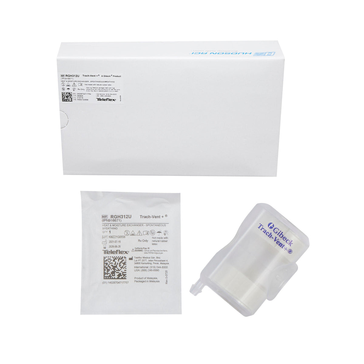 Heat and Moisture Exchanger-Trach Trach-Vent+ 32.42 mg H₂O/L 30 LPM Straight (Case of 50)