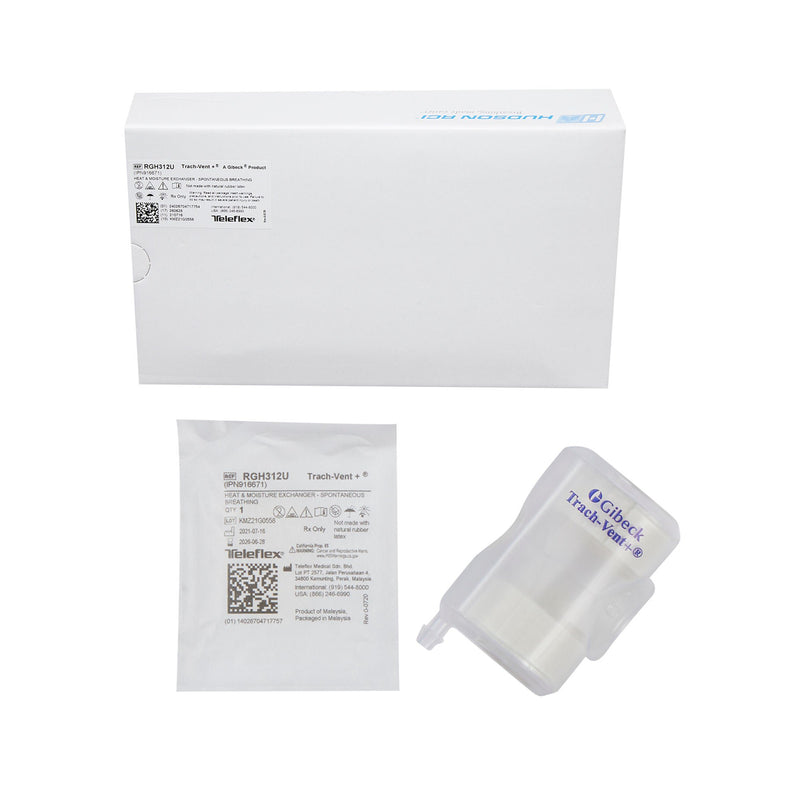 Heat and Moisture Exchanger-Trach Trach-Vent+ 32.42 mg H₂O/L 30 LPM Straight (Case of 50)
