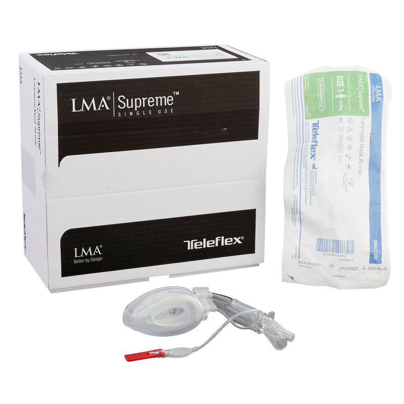 Curved Laryngeal Mask LMA Supreme Size 3 30 mL Cuff Silicone Single Patient Use Sterile (Box)