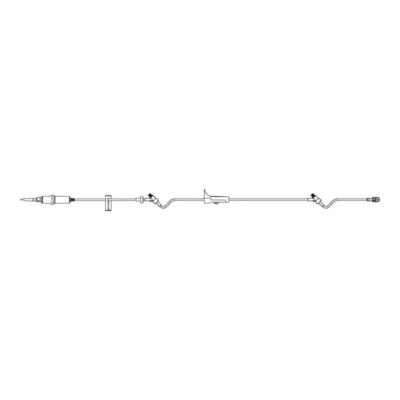 Primary IV Administration Set CareSafe Gravity 2 Ports 20 Drops / mL Drip Rate 15 Micron Filter 104 Inch Tubing Solution 