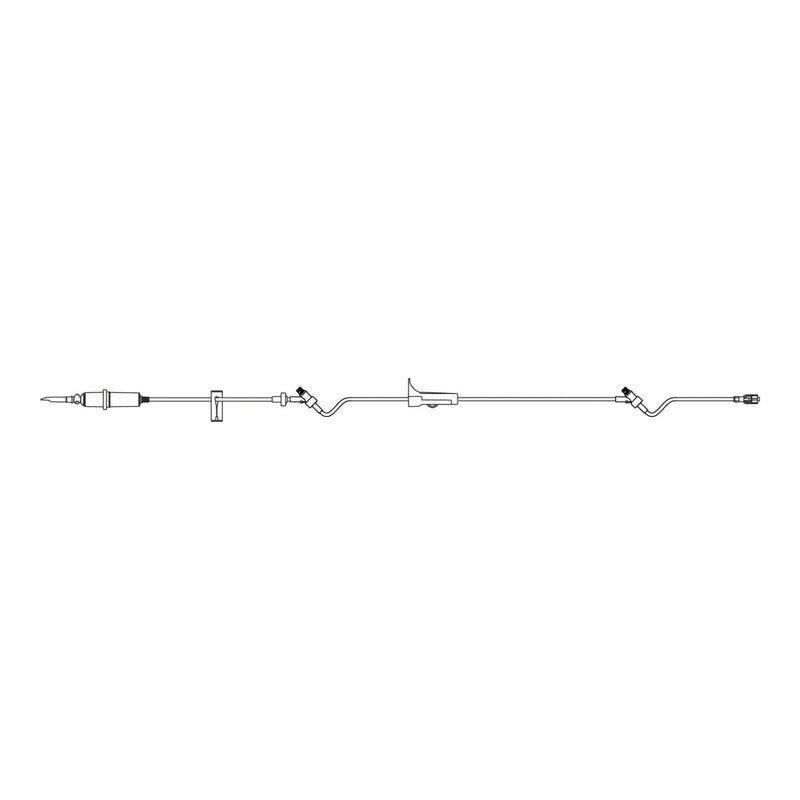 Primary IV Administration Set CareSafe Gravity 2 Ports 20 Drops / mL Drip Rate 15 Micron Filter 104 Inch Tubing Solution (Case of 50)