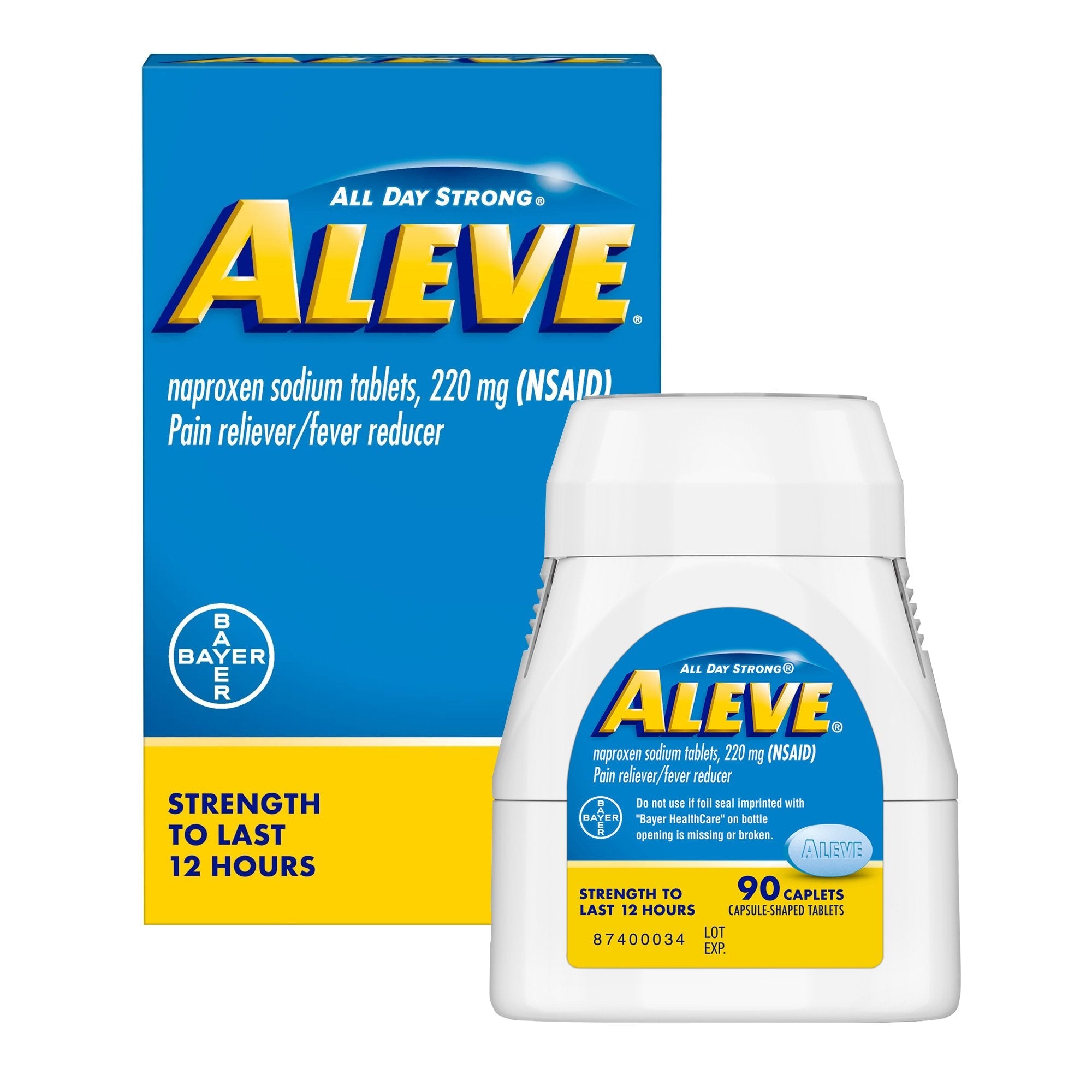 Pain Relief Aleve 220 mg Strength Naproxen Sodium Tablet 90 per Bottle 