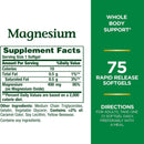 Nature's Bounty Magnesium 400 mg Mineral Supplement Rapid Release Softgels (Bottle of 75)