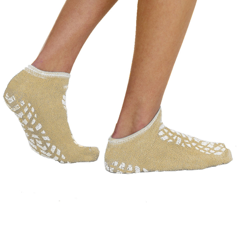The Pillow Factory Division Terry Treads Slipper Socks, Large, Beige (48/CS) 