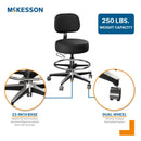 McKesson Exam Stool, Black, with Backrest (Each)