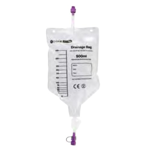 Enteral Drainage Bag ENFit Without Tubing 500 mL Sterile ENFit Connector Barrier 