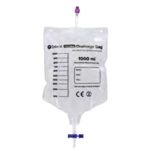 Enteral Drainage Bag ENFit Without Tubing 1000 mL Sterile ENFit Connector Barrier
