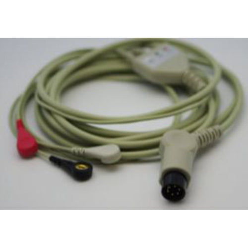 ECG Cable 3 Lead SNAP HEAD 45 degree angle For use with Criticare Datascope 602A-A, Poet 2 