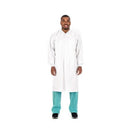 JACKET LAB KNIT COLLAR WHT LGSMS SNAP CLOSE 10/PK 10PK/CS