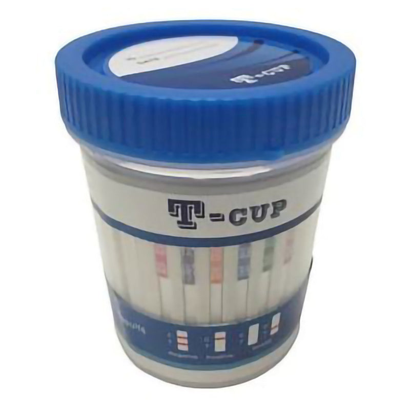 Drugs of Abuse Test Kit T-Cup AMP, COC, mAMP/MET, OPI, THC 25 Tests CLIA Waived 